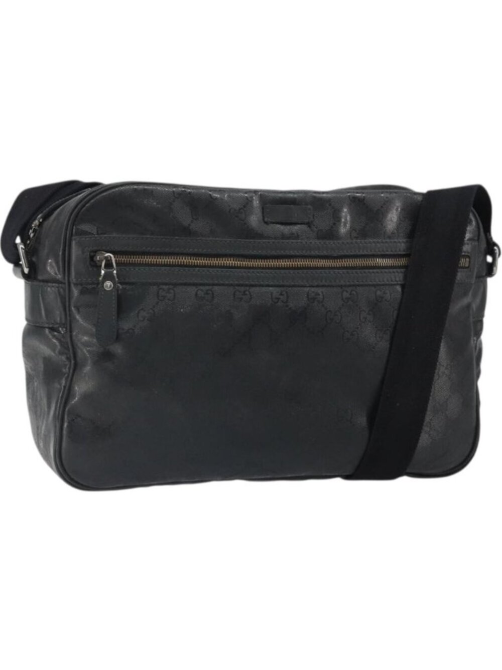 GUCCI GG implementation Shoulder Bag PVC Black Silver 211107